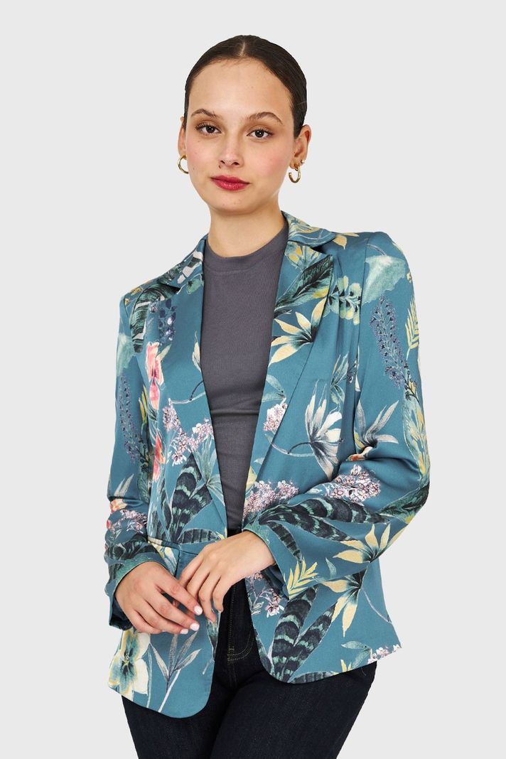 Blazer Floreado Celeste Nicopoly-4