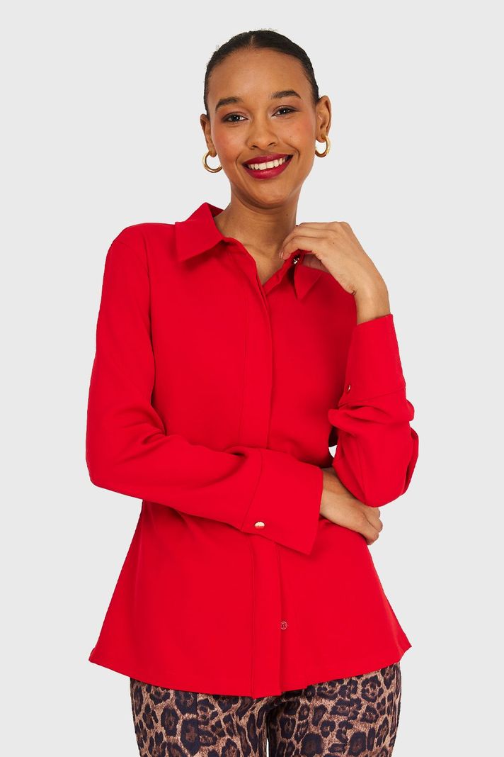 Camisa Pliegues Cintura Rojo Nicopoly-0