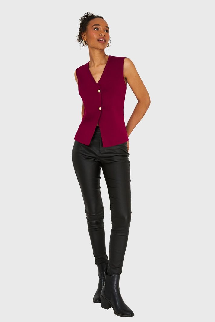 Gilet Tejido Hilo Burdeo Nicopoly-1