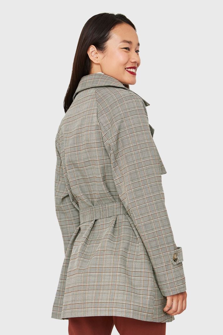 Trench Príncipe De Gales Lazo Gris Nicopoly-3