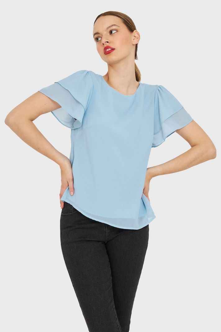 Blusa Mangas Vuelos Celeste Nicopoly-0
