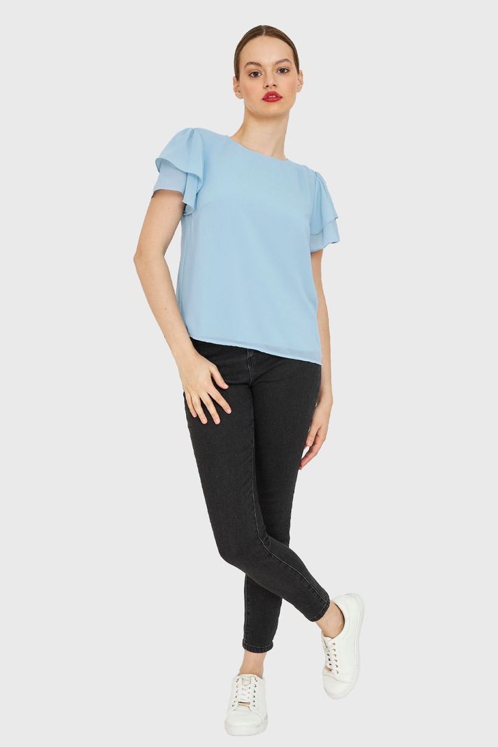 Blusa Mangas Vuelos Celeste Nicopoly-1