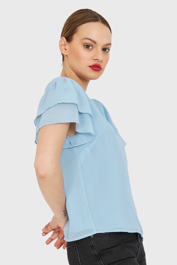 Blusa Mangas Vuelos Celeste Nicopoly-2