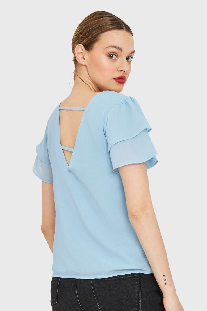 Blusa Mangas Vuelos Celeste Nicopoly-3