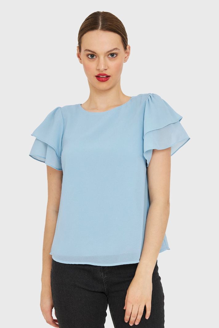 Blusa Mangas Vuelos Celeste Nicopoly-4