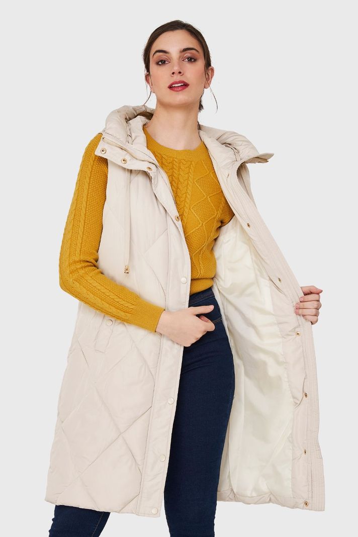 Parka Sin Mangas Cordón Blanco Invierno Nicopoly-0