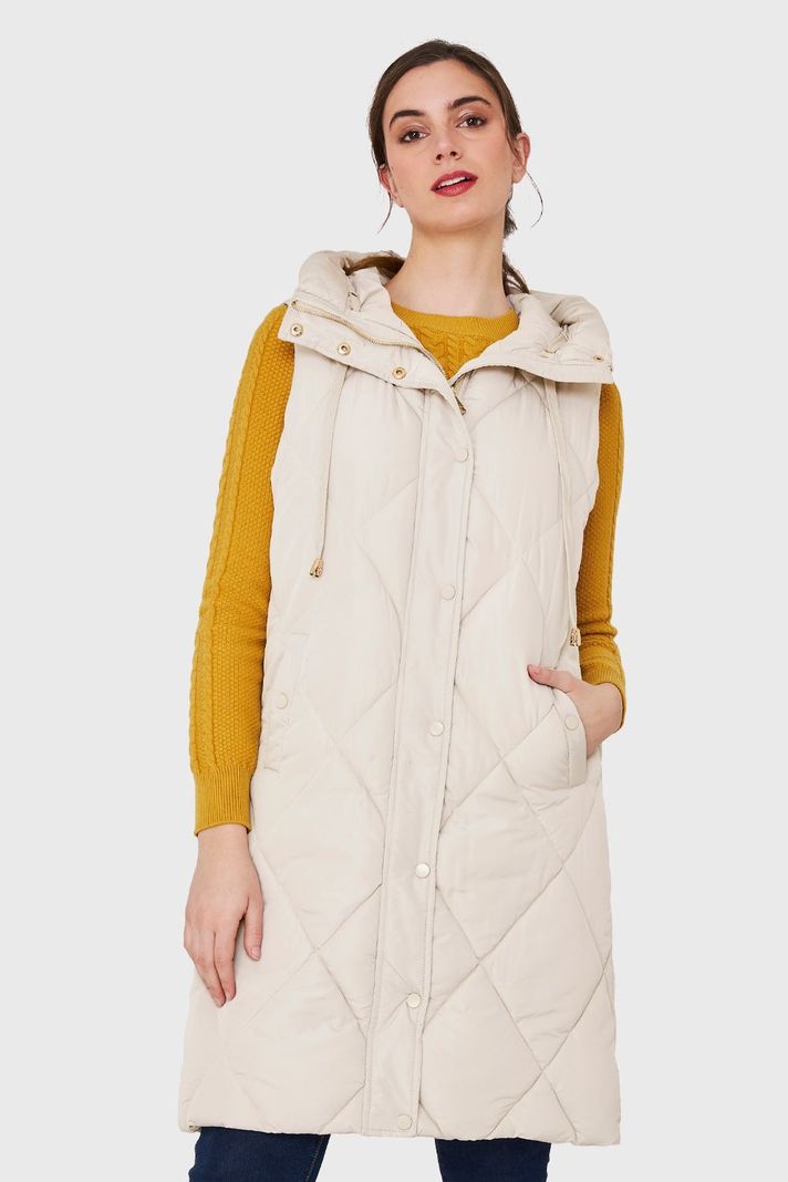 Parka Sin Mangas Cordón Blanco Invierno Nicopoly-4