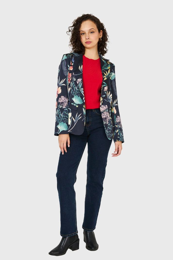 Blazer Floreado Negro Nicopoly-1