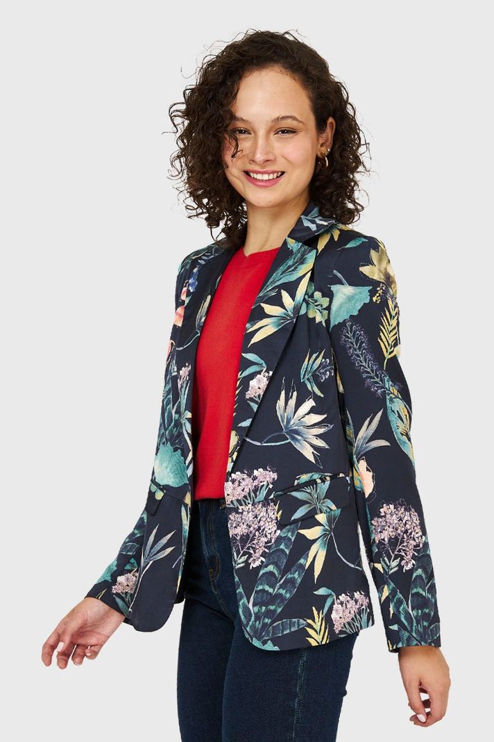 Blazer Floreado Negro Nicopoly-2