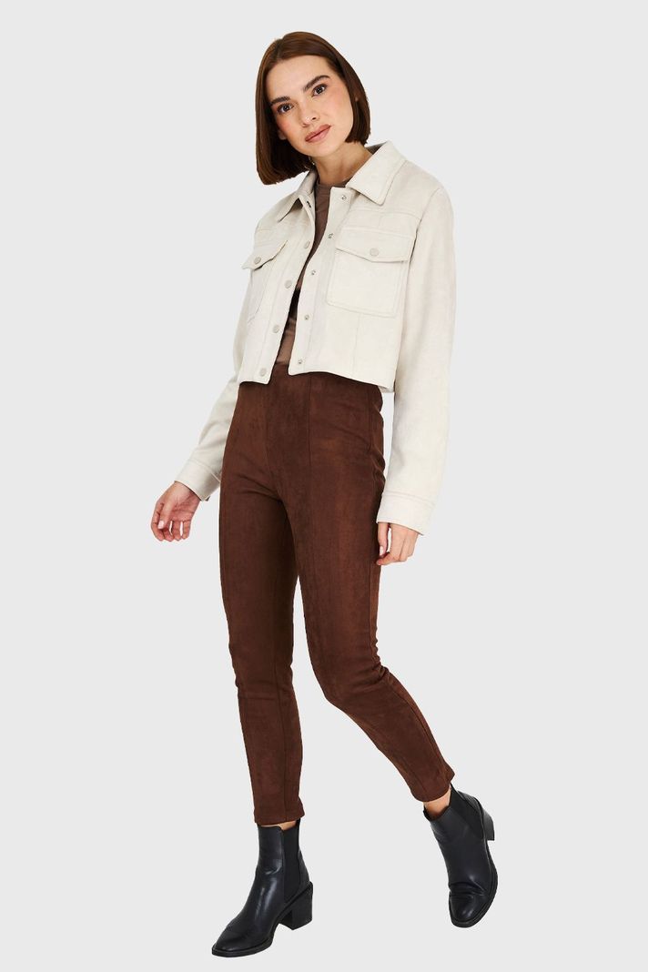 Chaqueta Corta Tipo Gamuza Blanco Invierno Invierno Nicopoly-1
