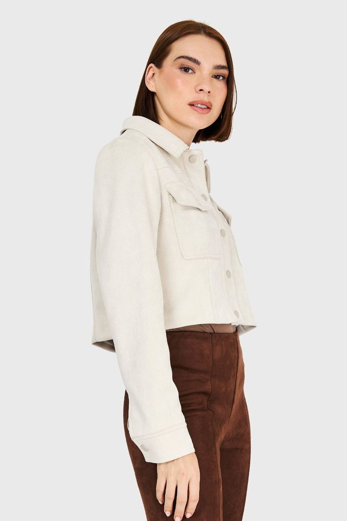 Chaqueta Corta Tipo Gamuza Blanco Invierno Invierno Nicopoly-2