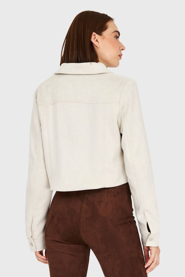 Chaqueta Corta Tipo Gamuza Blanco Invierno Invierno Nicopoly-3