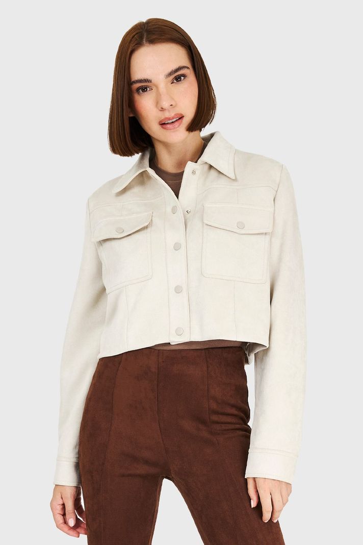Chaqueta Corta Tipo Gamuza Blanco Invierno Invierno Nicopoly-4