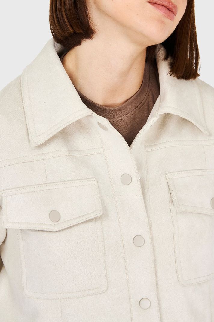 Chaqueta Corta Tipo Gamuza Blanco Invierno Invierno Nicopoly-5