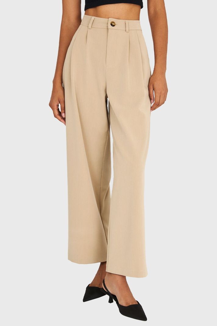 Pantalón Básico Pierna Ancha Khaki Nicopoly-0