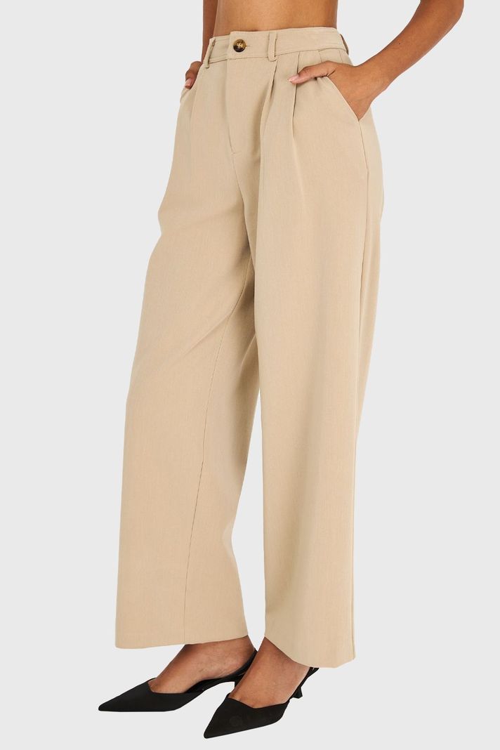 Pantalón Básico Pierna Ancha Khaki Nicopoly-2