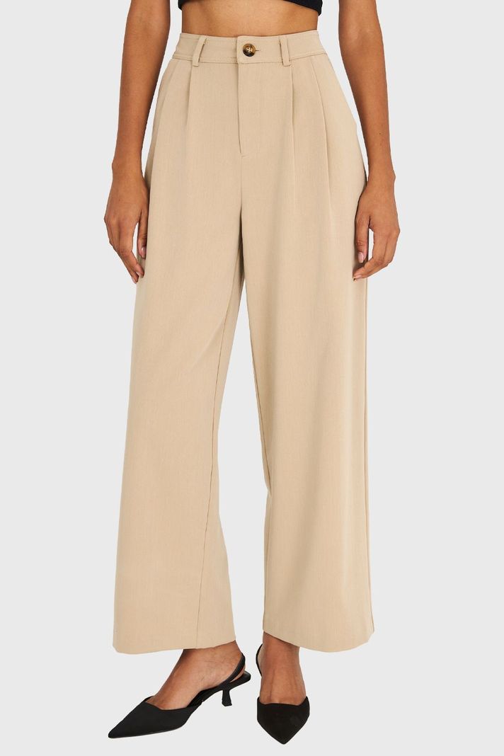 Pantalón Básico Pierna Ancha Khaki Nicopoly-4