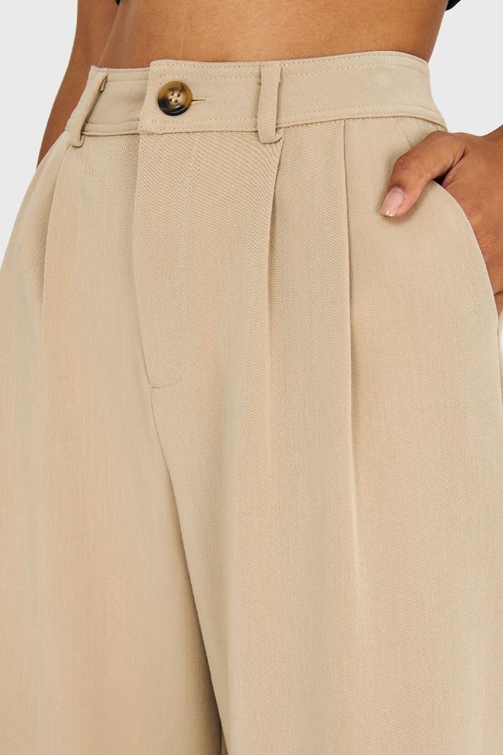 Pantalón Básico Pierna Ancha Khaki Nicopoly-5