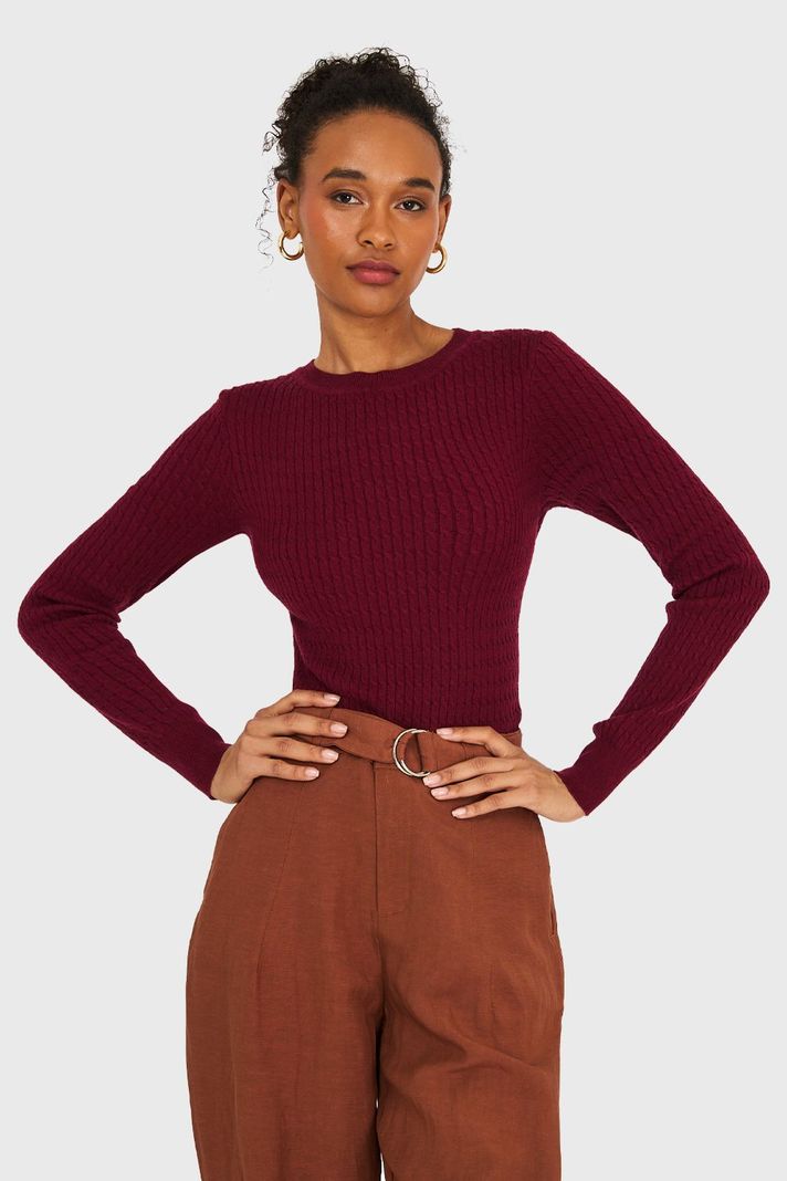 Sweater Diseño Cadenetas Burdeo Nicopoly-0
