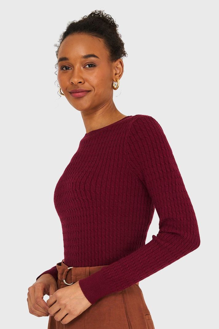 Sweater Diseño Cadenetas Burdeo Nicopoly-2