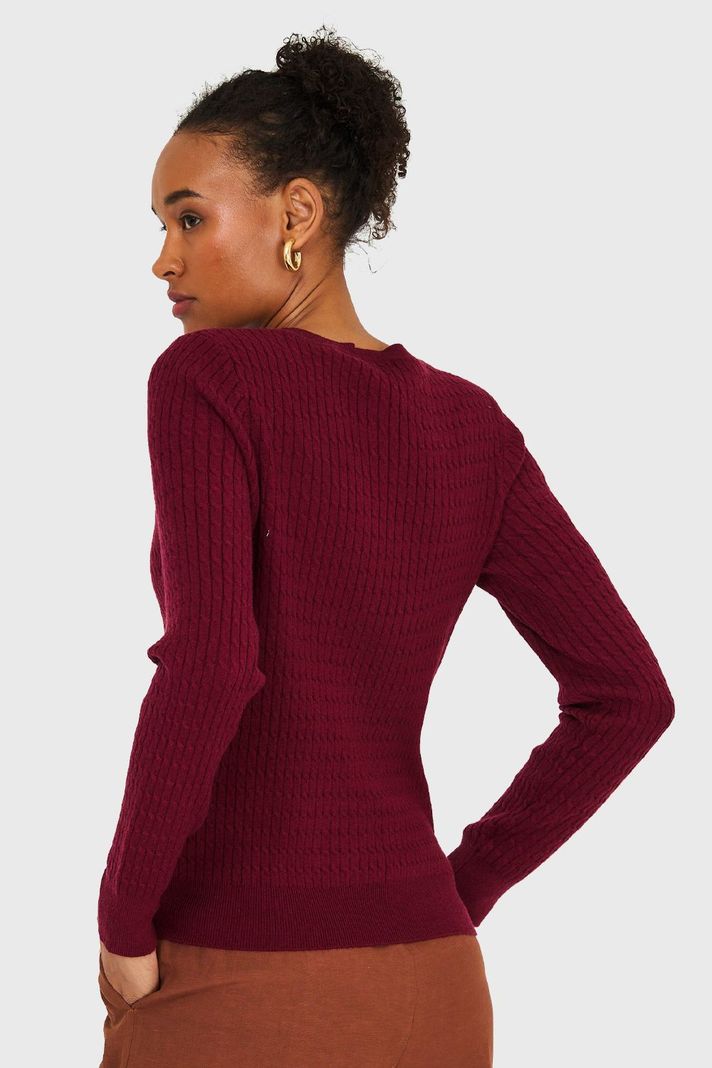Sweater Diseño Cadenetas Burdeo Nicopoly-3