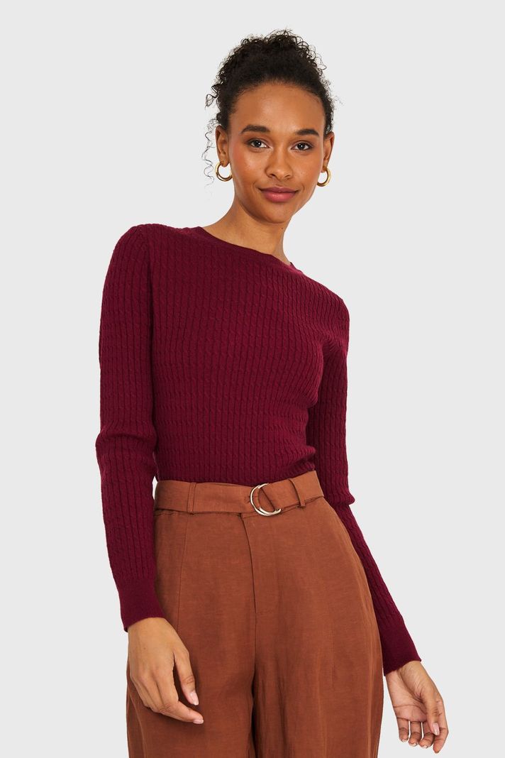 Sweater Diseño Cadenetas Burdeo Nicopoly-4