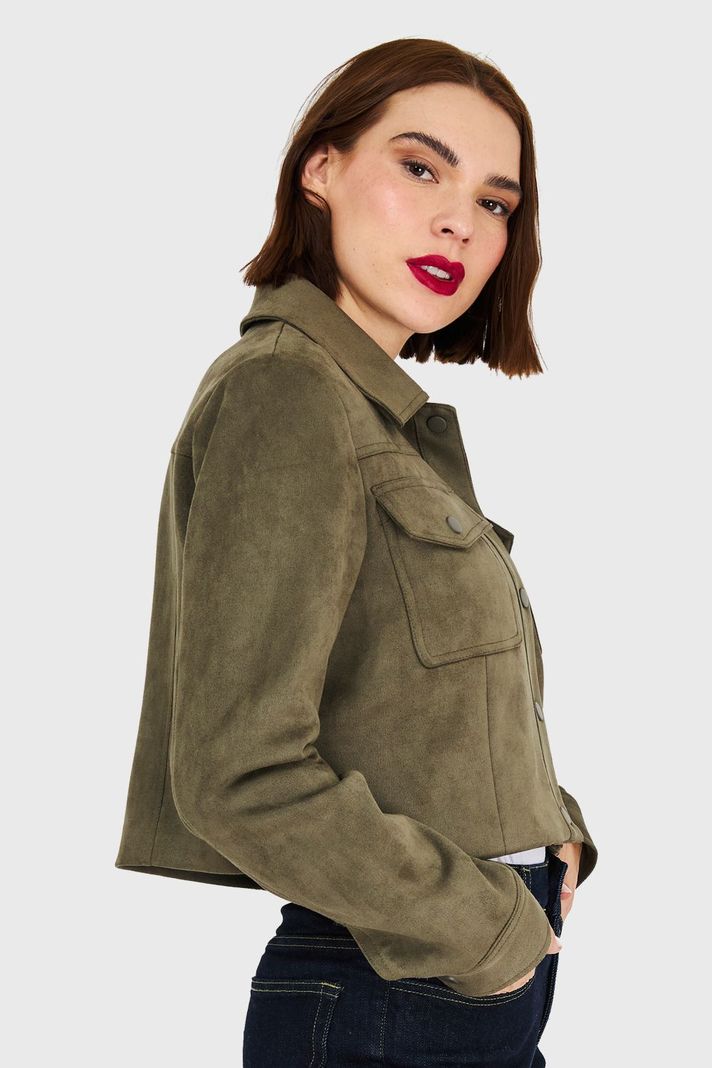 Chaqueta Corta Tipo Gamuza Oliva Nicopoly-2
