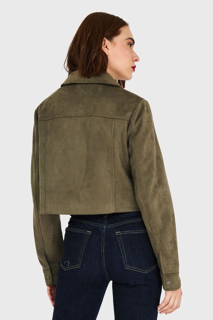 Chaqueta Corta Tipo Gamuza Oliva Nicopoly-3