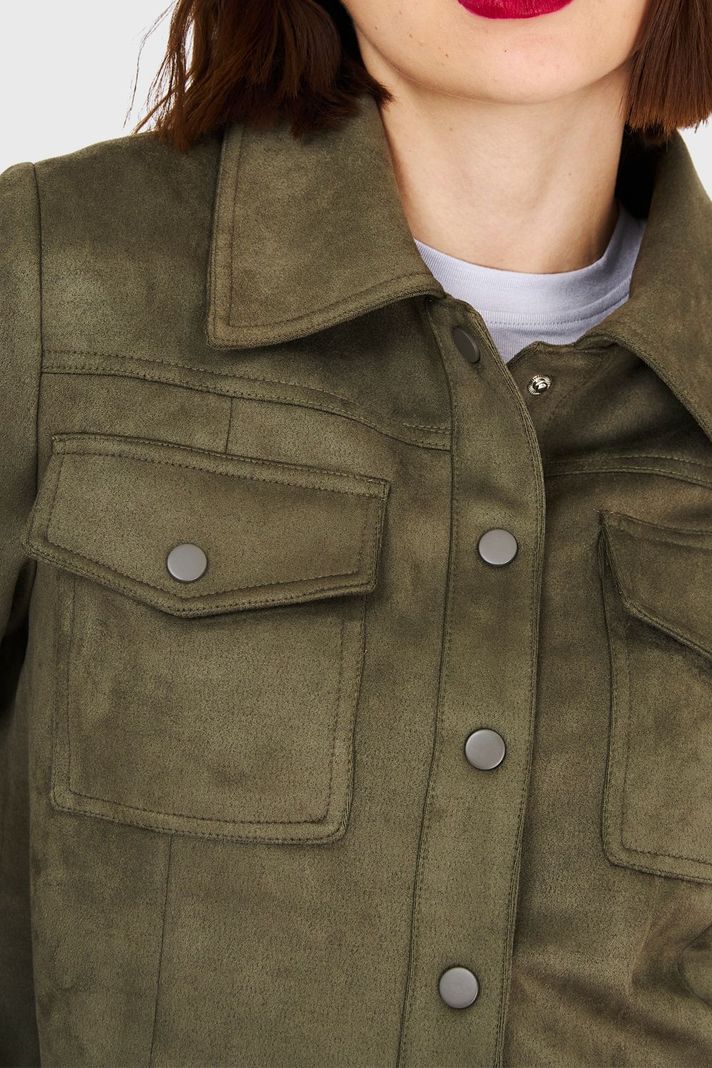 Chaqueta Corta Tipo Gamuza Oliva Nicopoly-5