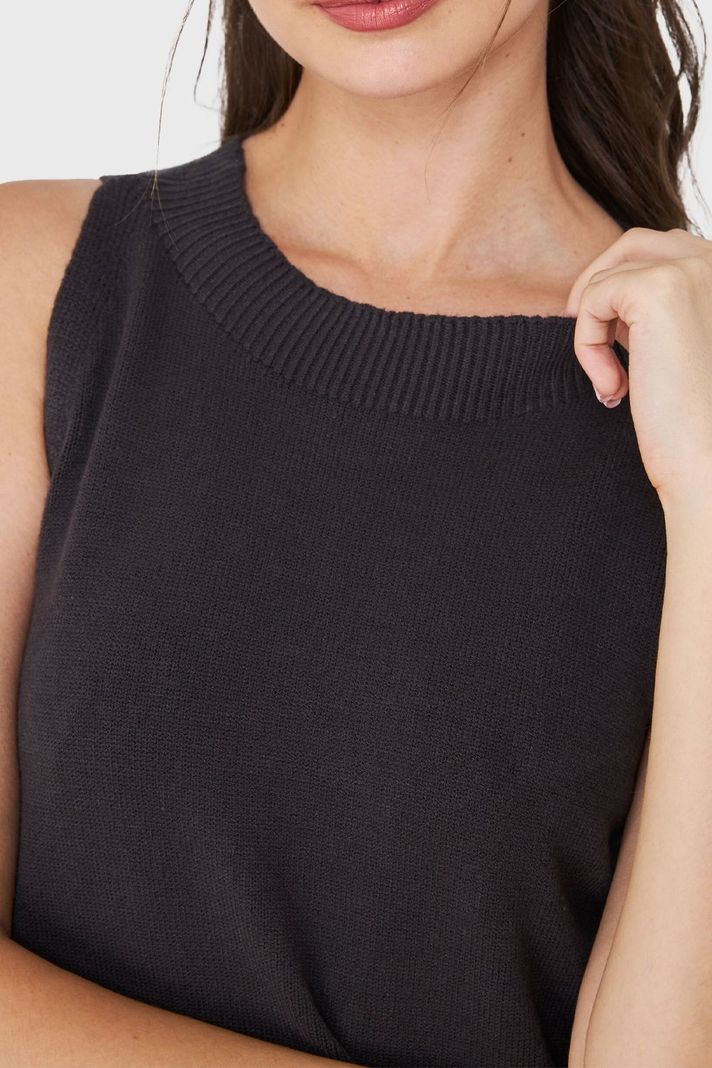 Vestido Tipo Tejido Holgado Flecos Grafito Nicopoly-5