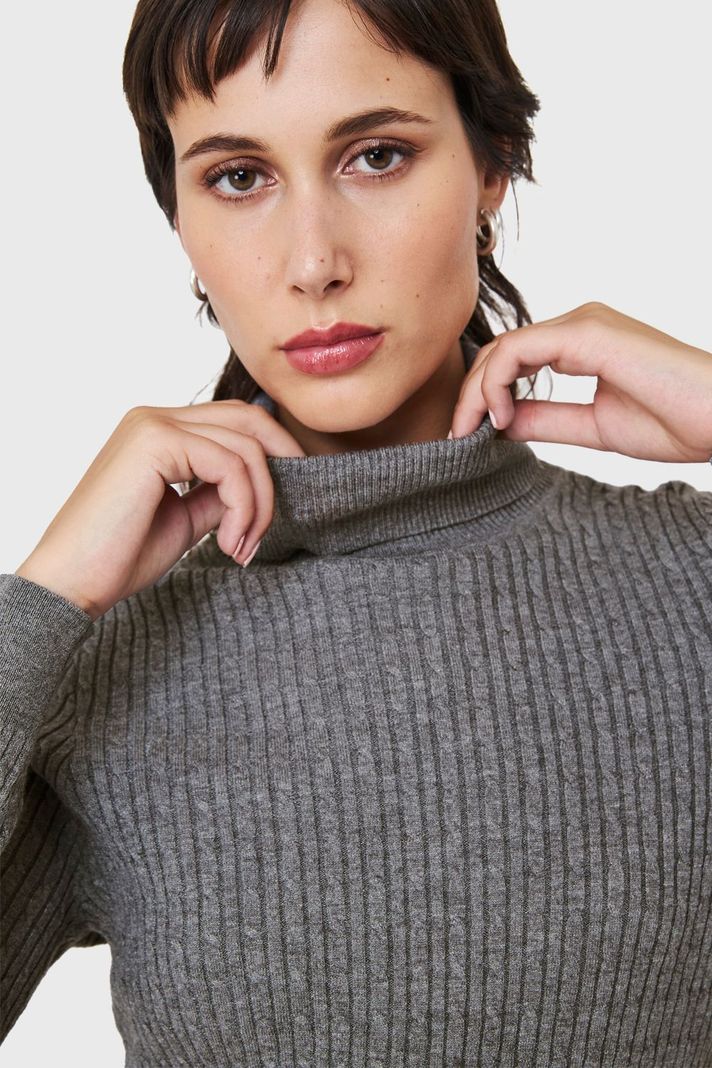 Sweater Tipo Cadenetas Gris Nicopoly-5