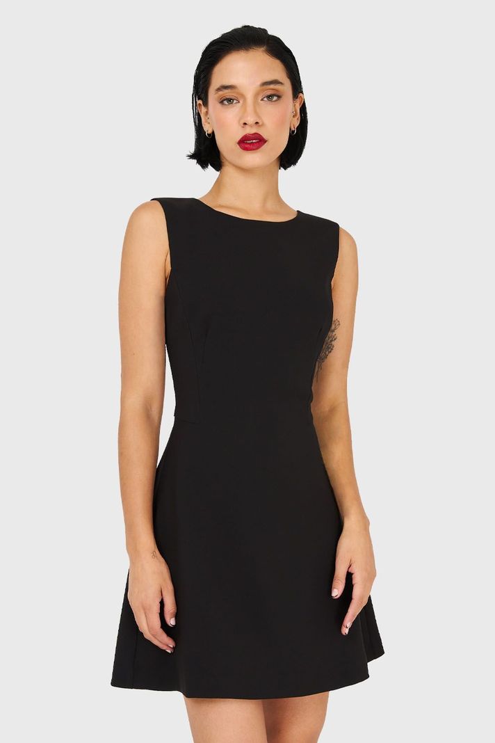 Vestido Corto Sin Mangas Negro Nicopoly-4
