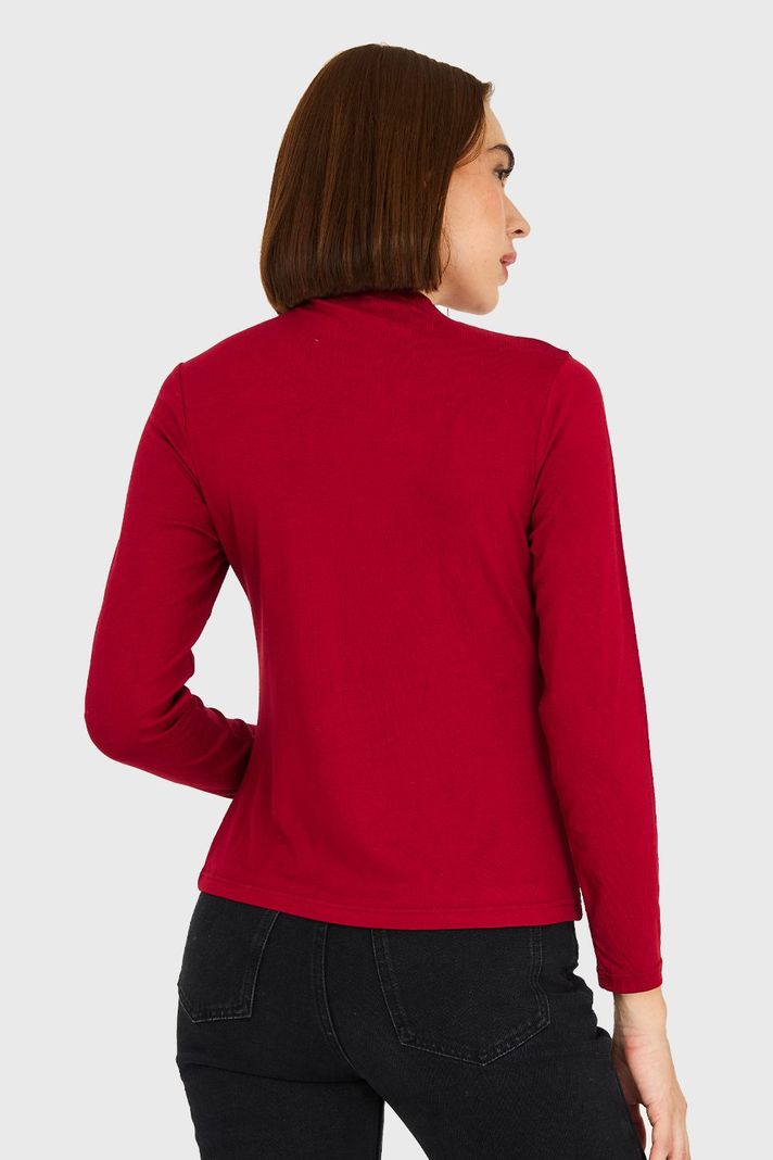 Polera Cuello Alto Burdeo Nicopoly-3