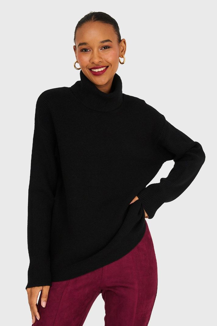 Sweater Básico Cuello Beatle Negro Nicopoly-0
