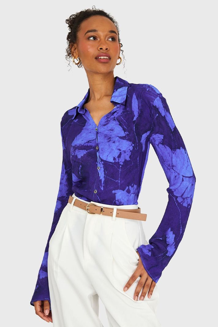 Blusa Print Abstracto Azul Rey Nicopoly-0