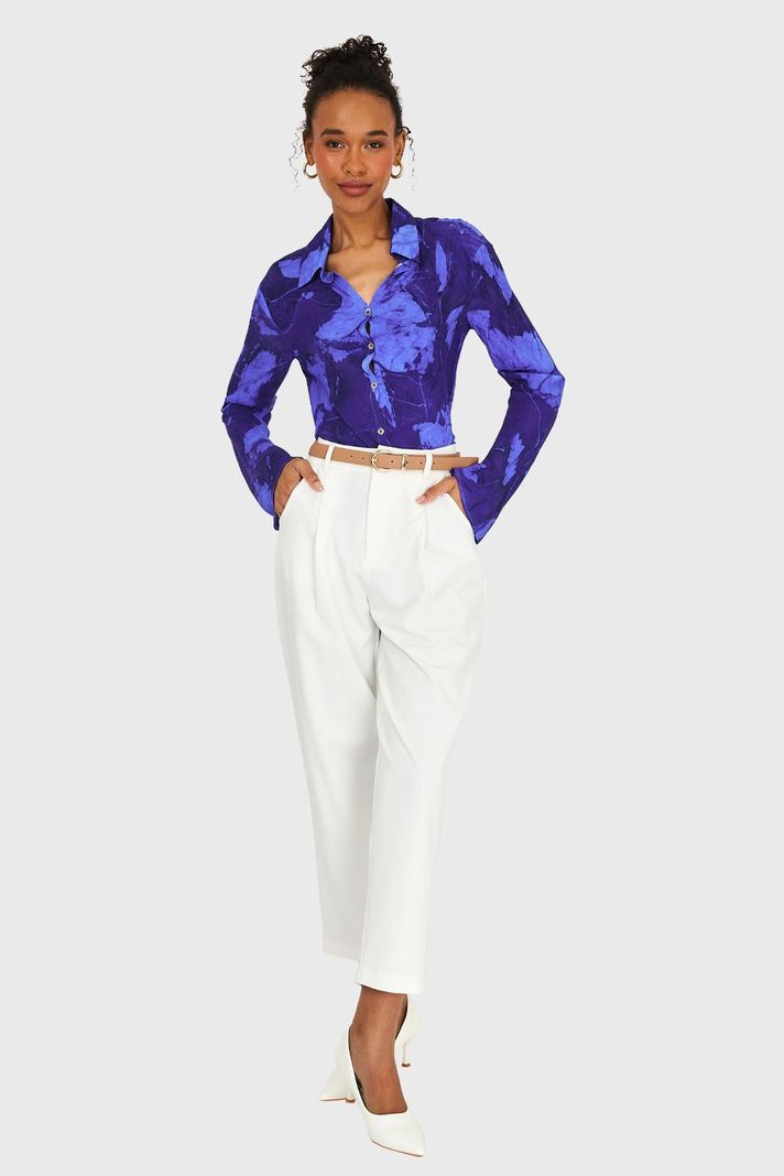 Blusa Print Abstracto Azul Rey Nicopoly-1