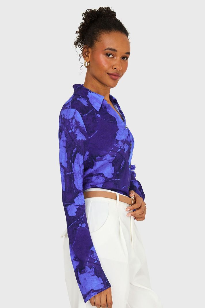 Blusa Print Abstracto Azul Rey Nicopoly-2