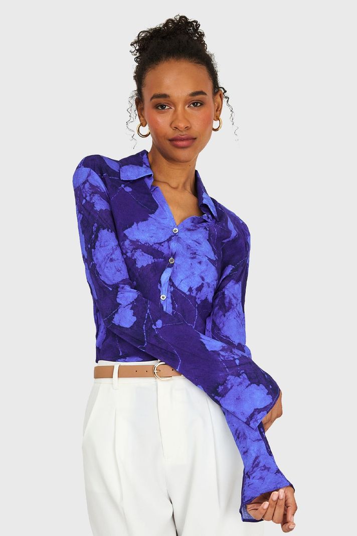 Blusa Print Abstracto Azul Rey Nicopoly-4