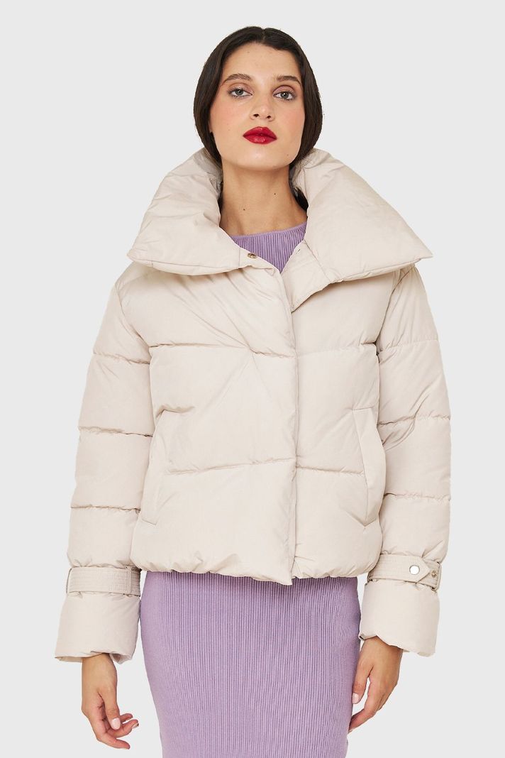 Parka Corta Acolchada Blanco Invierno Nicopoly-4