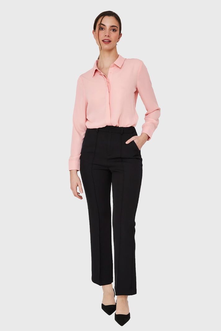 Pantalón Recto Costura Frontal Negro Nicopoly-1