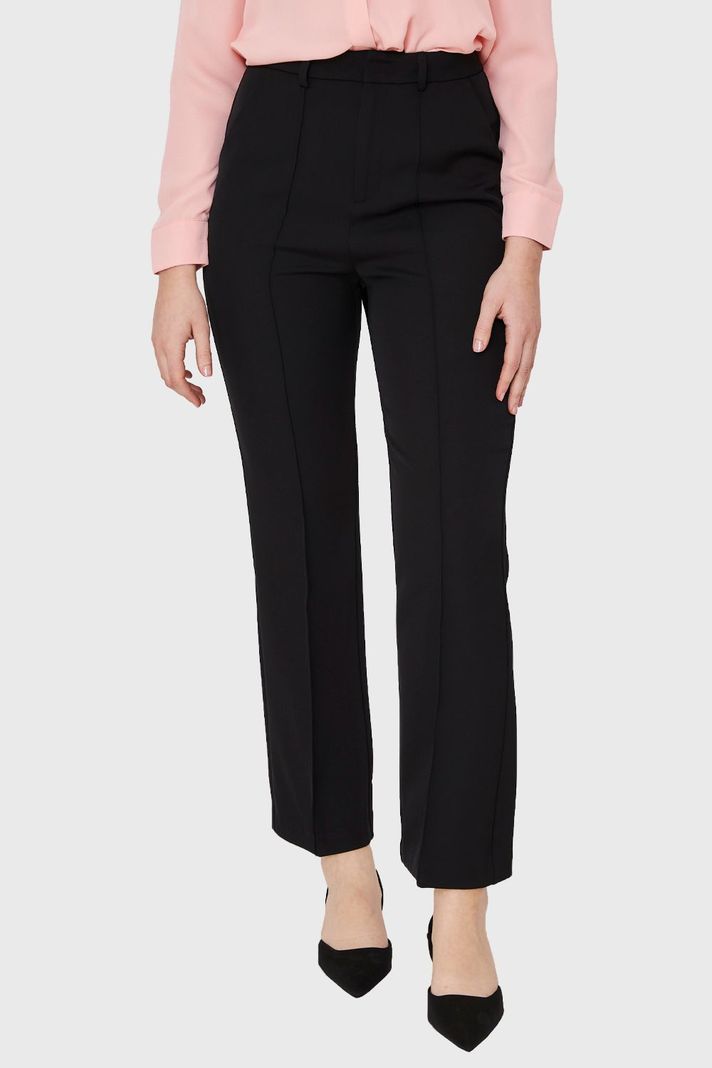 Pantalón Recto Costura Frontal Negro Nicopoly-4