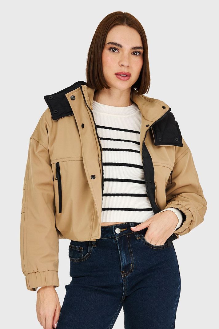 Chaqueta Corta Impermeable Khaki Nicopoly-0