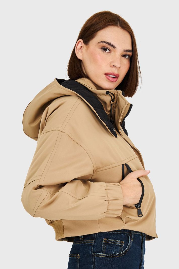 Chaqueta Corta Impermeable Khaki Nicopoly-2