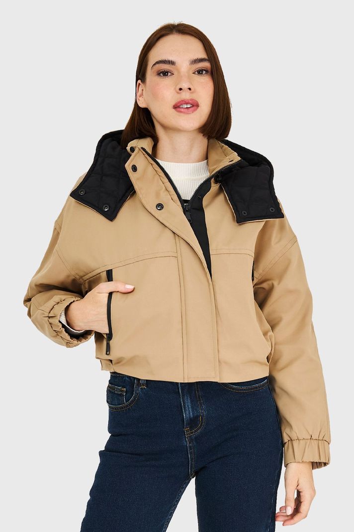 Chaqueta Corta Impermeable Khaki Nicopoly-4