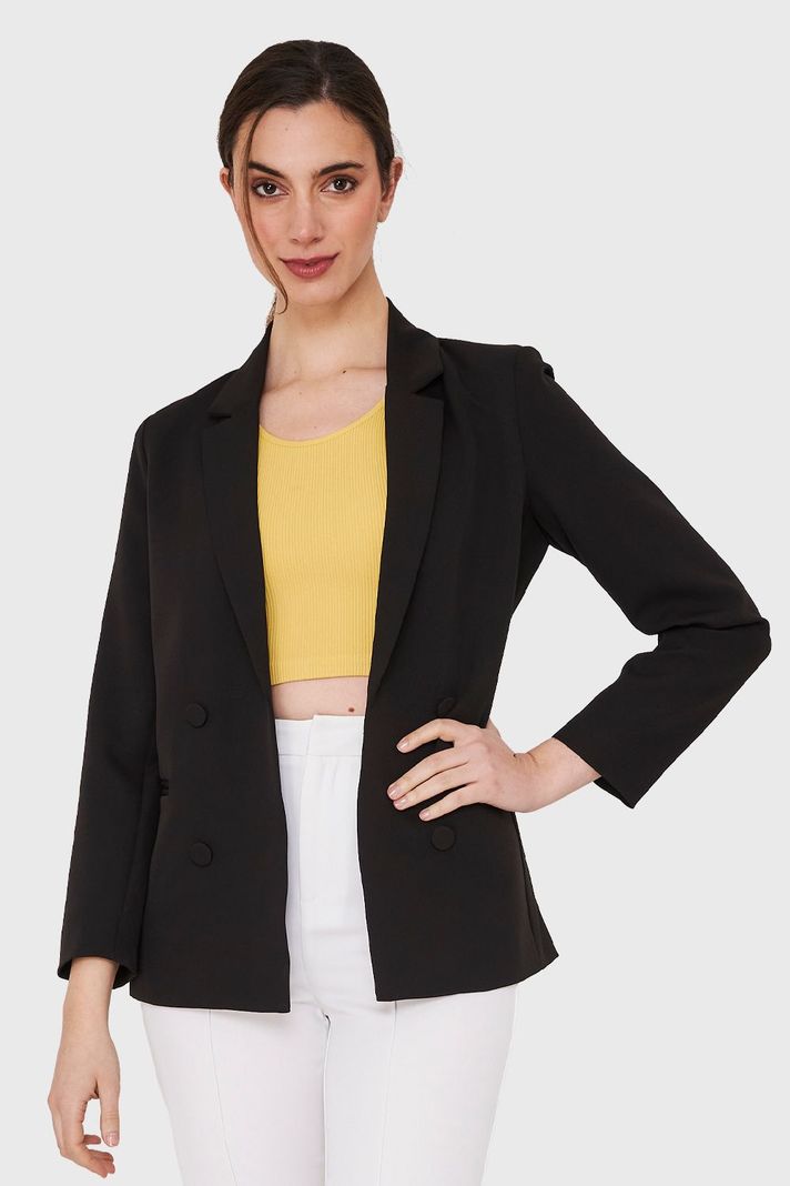 Blazer 4 Botones Decorativos Negro Nicopoly-0