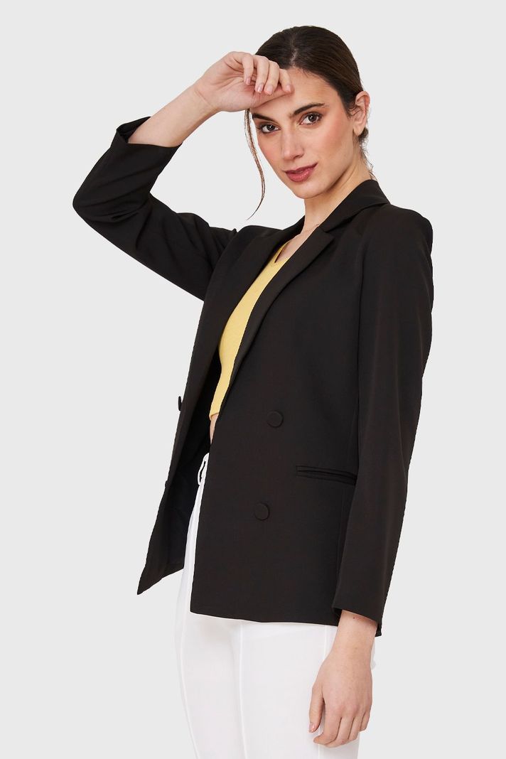 Blazer 4 Botones Decorativos Negro Nicopoly-2