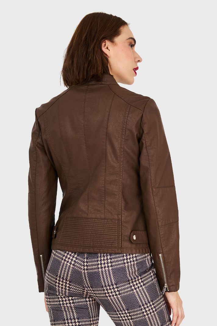 Chaqueta Cuello Mao Café Nicopoly-3