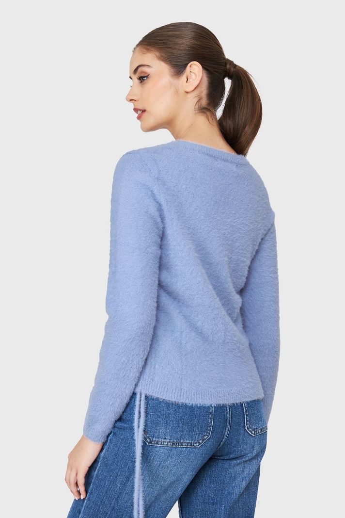 Sweater Peludo Recogido Lateral Celeste Nicopoly-3