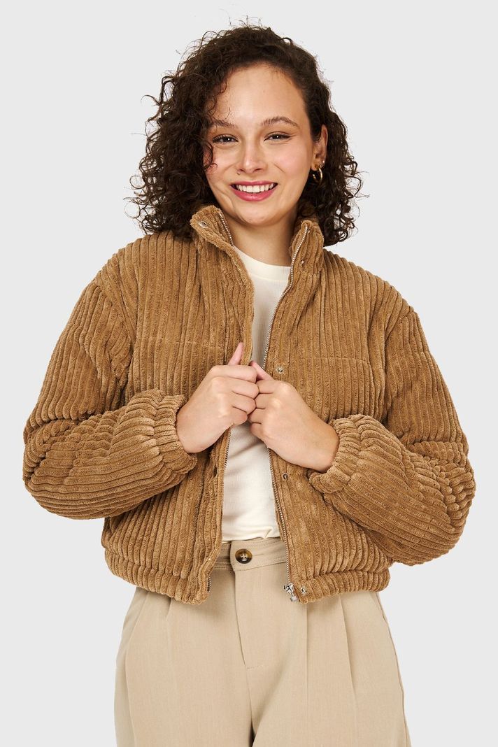 Chaqueta Puffer Cotelé Camel Nicopoly-0