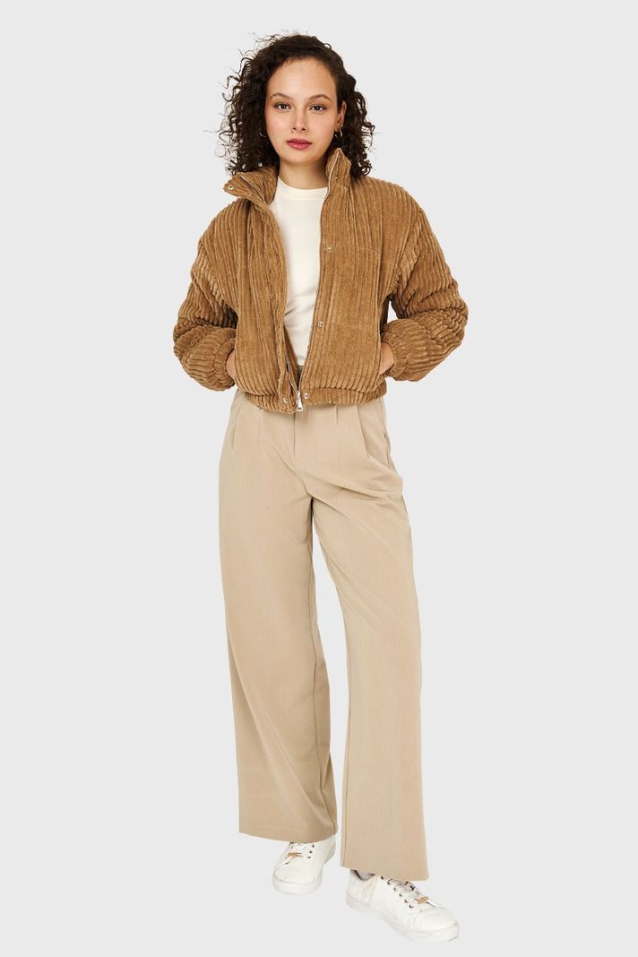 Chaqueta Puffer Cotelé Camel Nicopoly-1